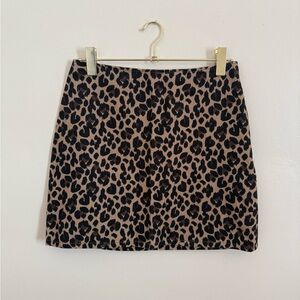 Denim Leopard Print Mini Skirt